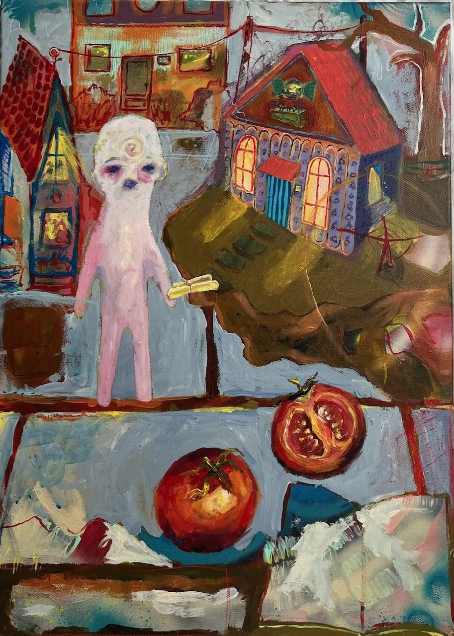 Kluppeklammer – figurative Malerei von Victoria Janousek