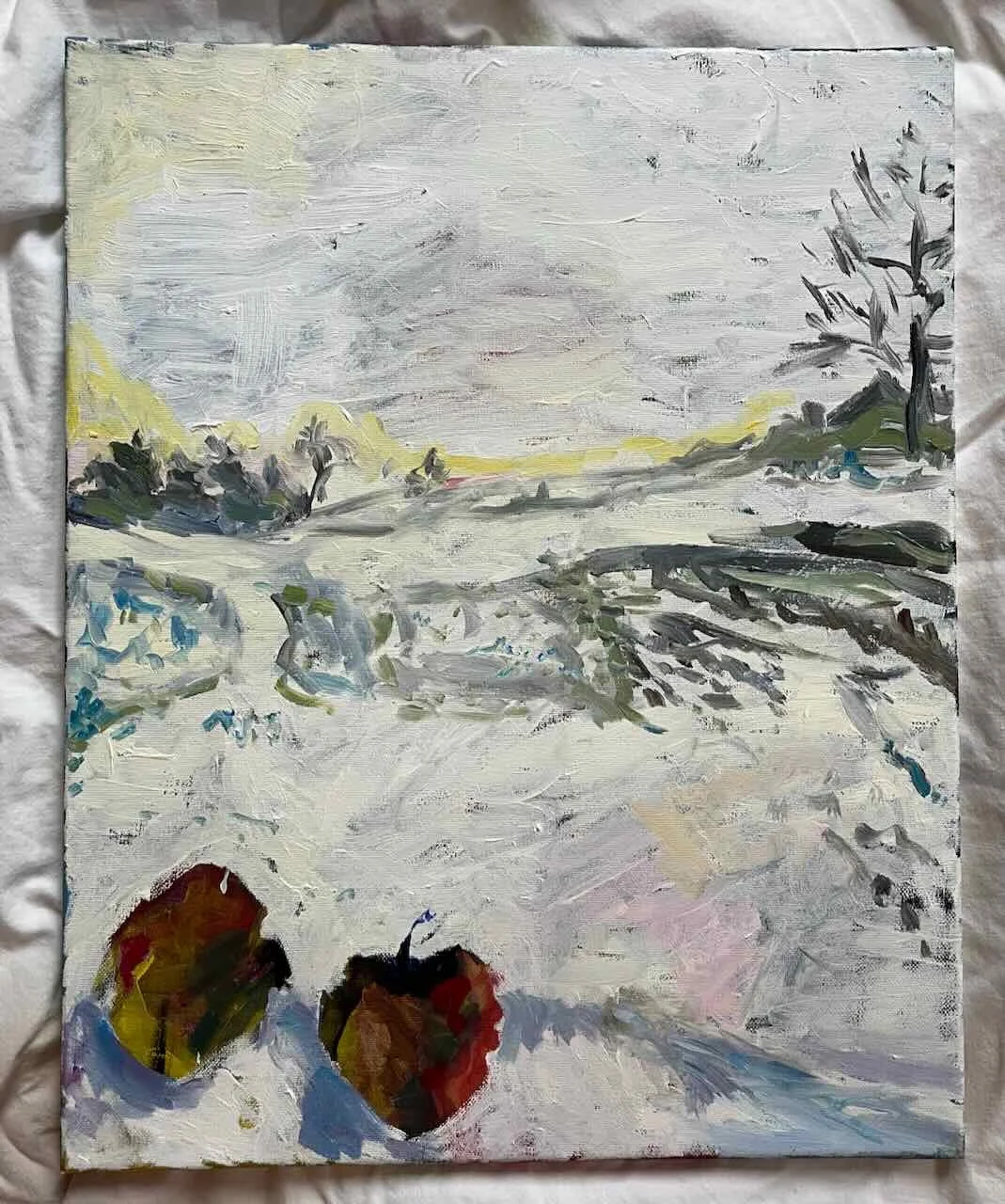 Ohne Titel – helle Landschaft in Öl